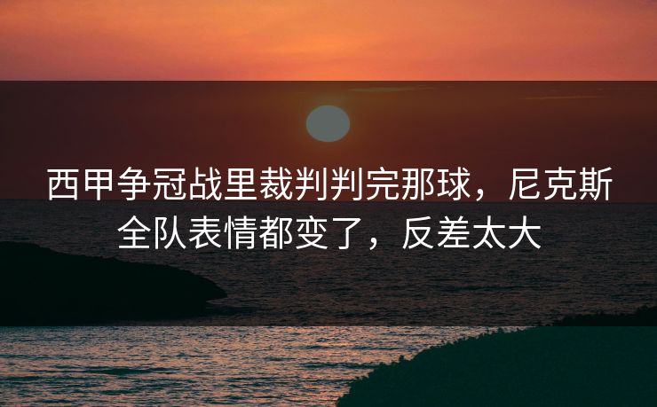 西甲争冠战里裁判判完那球，尼克斯全队表情都变了，反差太大