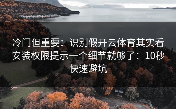 冷门但重要：识别假开云体育其实看安装权限提示一个细节就够了：10秒快速避坑