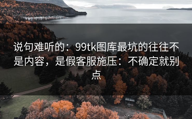 说句难听的：99tk图库最坑的往往不是内容，是假客服施压：不确定就别点